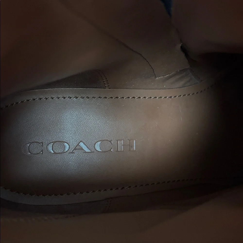 Coach Nadia Black Leather Ankle Boots Horse Carriage Buckle Block Heel 9.5